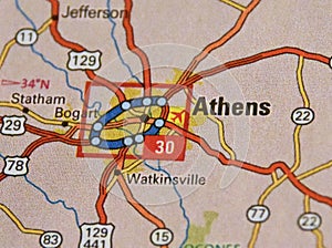 Map Image of Athens, Georgia
