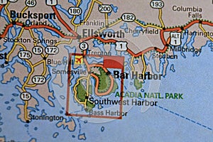 Map Image of Bar Harbor, Maine