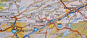 Map Image of Bristol, Virginia