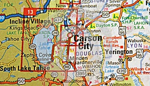 Map Image of Carson City, Nevada photo