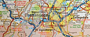 Map Image of Chattanooga, Tennessee