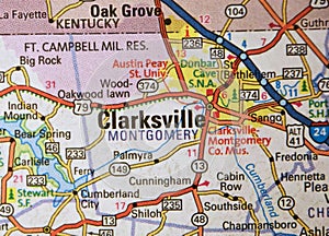 Map Image of Clarksville, Tennessee