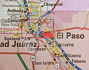 Map Image of El Paso, Texas photo