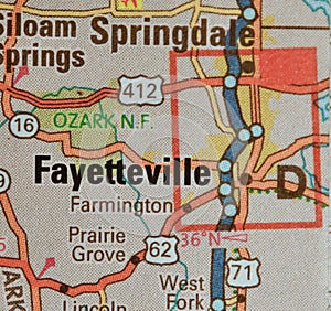 Map Image of Fayetteville, Arkansas