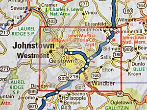 Map Image of Johnstown, Pennsylvania
