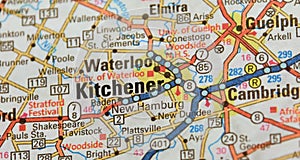 Map Image of Kitchener, Ontario, Canada photo