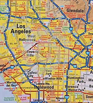 Map Image of Los Angeles California photo