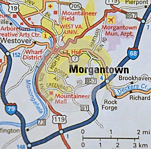 Map Image of Morgantown, West Virginia