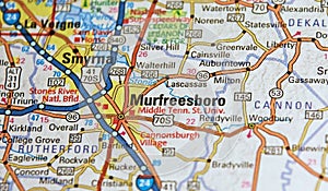 Map Image of Murfreesboro Tennessee