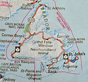 Map Image of Newfoundland, Canada