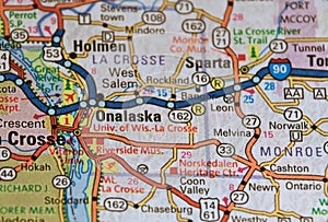 Map Image of Onalaska, Wisconsin