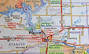 Map Image of Pierre, South Dakota