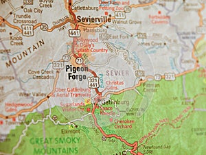 Map Image of Pigeon Forge, Tennessee
