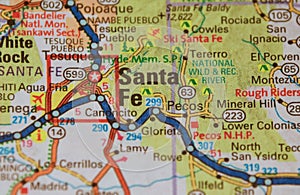 Map Image of Santa Fe, New Mexico