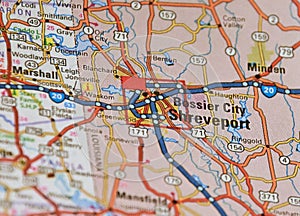 Map Image of Shreveport, Louisiana photo