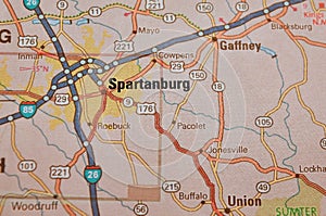 Map Image of Spartanburg South Carolina