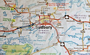 Map Image of Sudbury, Ontario, Canada