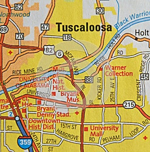 Map Image of Tuscaloosa Alabama