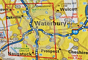 Map Image of Waterbury Connecticut - Brass Capital of the World