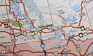 Map Image of Winnipeg, Manitoba, Canada photo