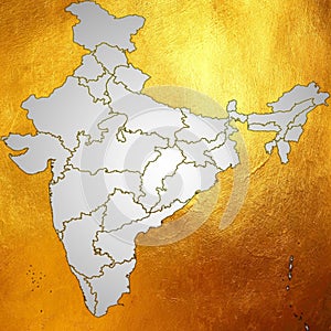 Map of India, Asia with all states and country boundary in creative digital gradient abstract pattern on golden background