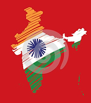 Map of India Flag Concept-2 photo