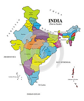 Map India [Labeled] Authentic photo