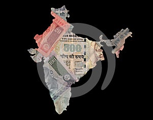 Map of India with rupees photo