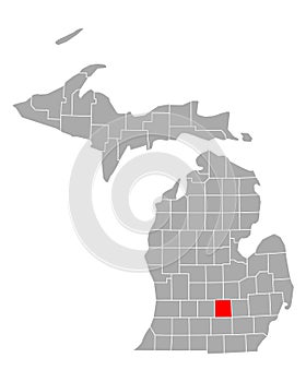 Map of Ingham in Michigan