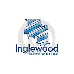 Map Of Inglewood California City Geometric Modern Logo