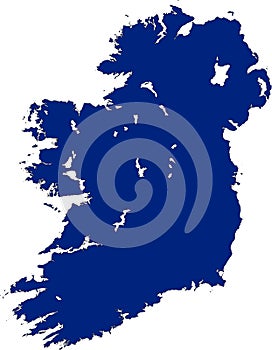 Map of Ireland in blue