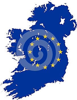 Map of Ireland with EU flag