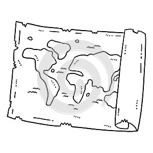 Map Isolated Coloring Page for Kids