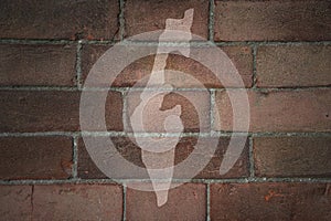 Map of israel on a old brick wall