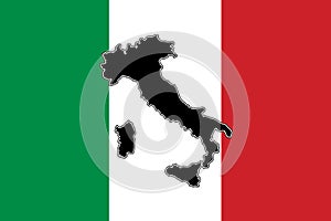 Map of italy on background of italian flag