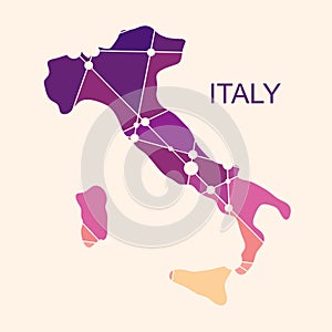 Map of Italy. Concept of travel and geography.