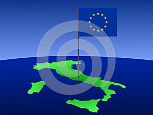 Map of italy with flag