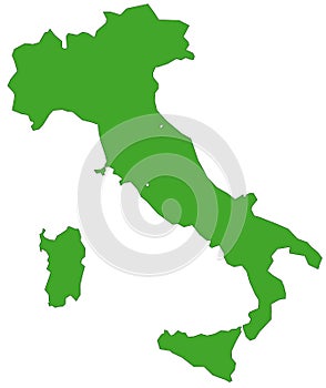 Map of Italy in green