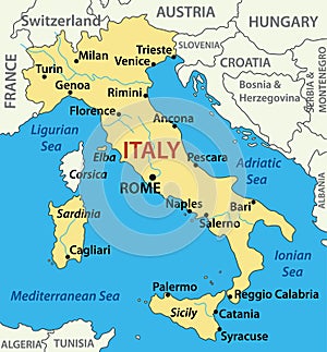 Map of Italy - illustration - vector
