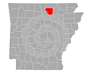 Map of Izard in Arkansas