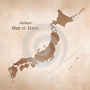 Map of Japan, Antique watercolor texture