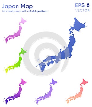 Map of Japan with beautiful gradients. photo