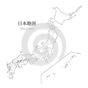 Map of Japan, a blank map, an outline map