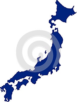 Map of Japan in blue