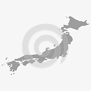 Map of the Japan in gray on a white background