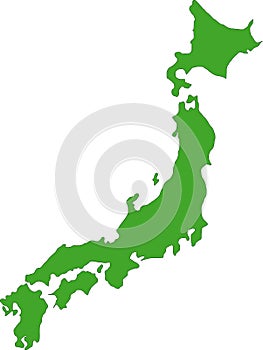 Map of Japan in green