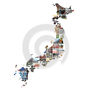 Map of Japan with japanese photos