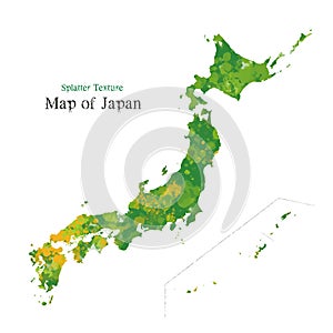 Map of Japan, paint spattering texture