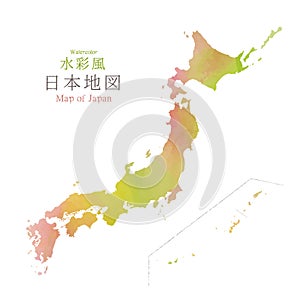Map of Japan, watercolor texture