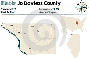 Map of Jo Daviess County in Illinois